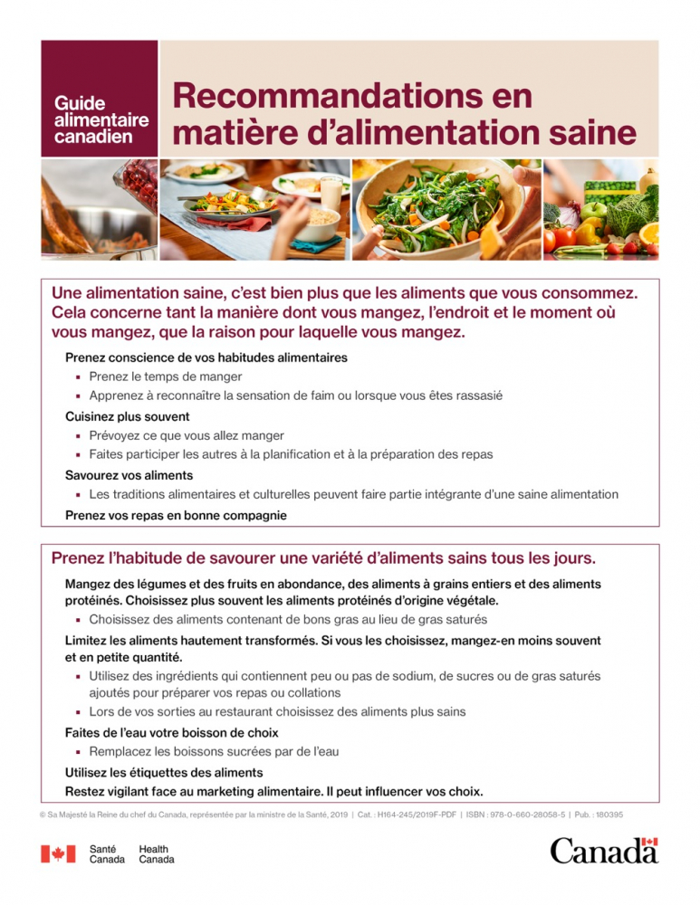 Recommandations en matière d’alimentation saine